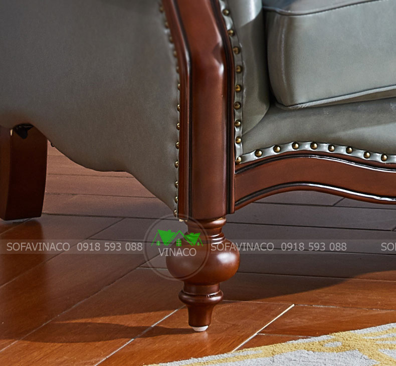 Chi tiết mẫu ghế sofa tân cổ điển da bóng sang trọng đẹp mắt cho phòng khách